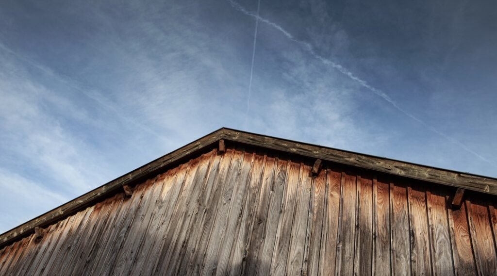 Rustic pine construction in the French countryside
