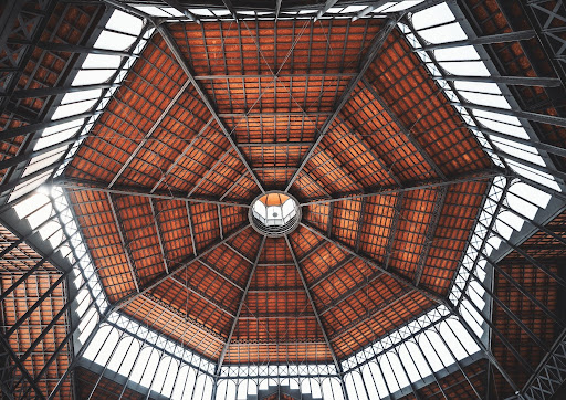 View looking up through an octagonal View looking up through an octagonal